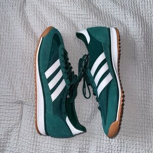 Adidas Forest Green and White Sneakers
